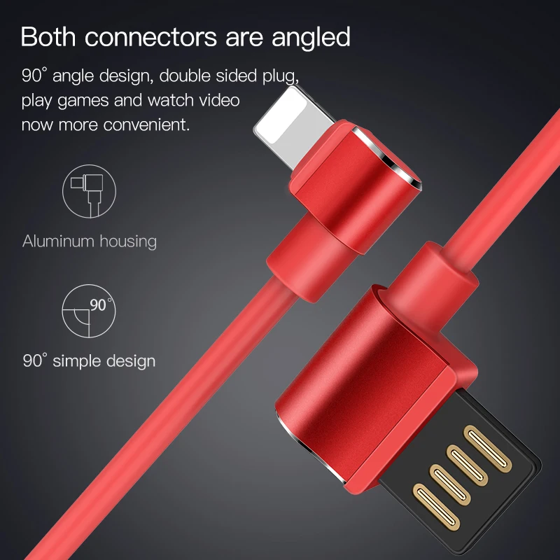 HOCO для iPhone кабель L Форма Быстрая зарядка USB 8 7 6 6s угол освещения Зарядное