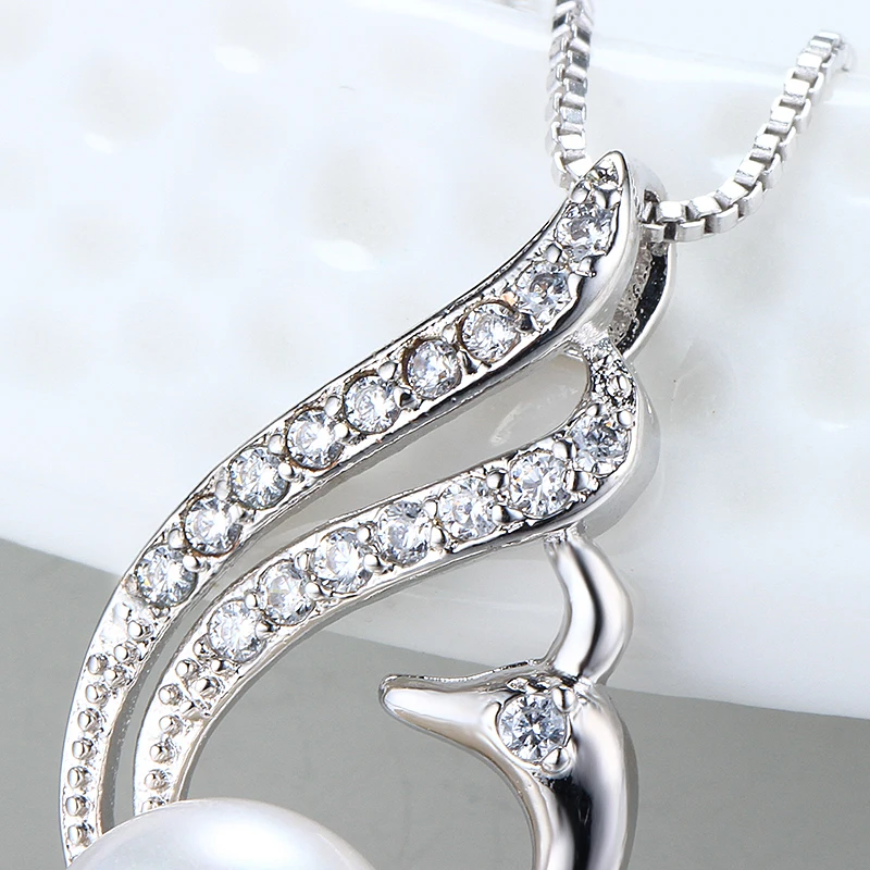Fashion 10-10.5mm Natural Freshwater Pearl Necklaces For Women 45cm Good Quality 925 Sterling Silver Pendants Classic Jewelry | Украшения и