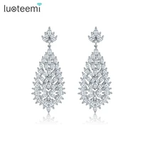 luoteemi 2016 latest professional aaa cz bridal wedding design white gold color jewelry heavy earrings for women gift wholesale