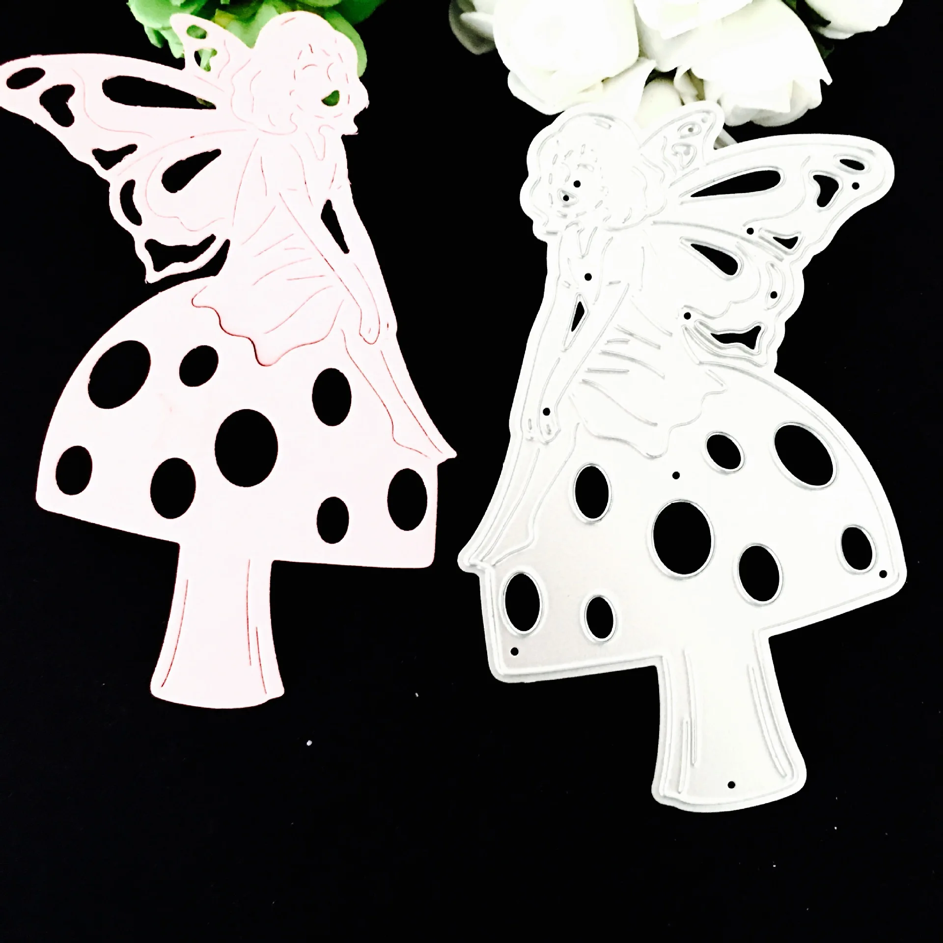 YLCD262 металлические Вырубные штампы в виде гриба ангела для скрапбукинга