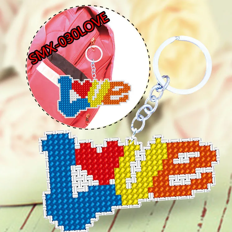 SMX-030 BC01 DIY Craft Stich Bead Cross Stitch Key Chain Accessories Stamped Needlework Embroidery Crafts Printed Cross-Stitching Kit - Цвет: SMX-030