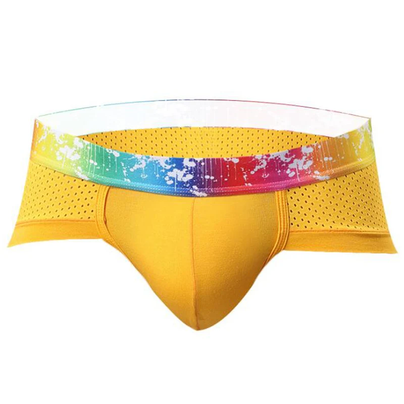 4pcs yellow Новые пикантные мужские трусы нижнее белье Cuecas шорты сетчатые дышащие трусы с заниженной талией Ropa Interior Hombre Camo нижнее белье 4 шт./лот - Цвет: 4pcs yellow