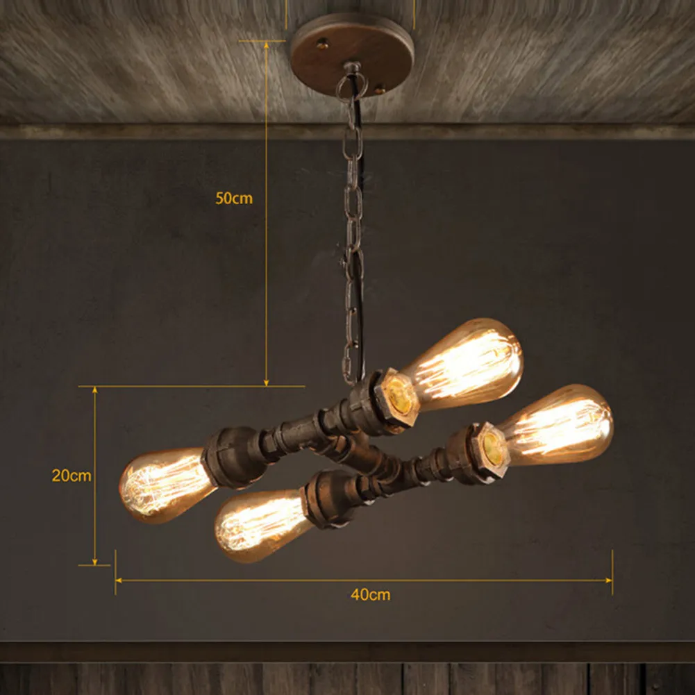 Ржавчина 4 головки водопровод стимпанк винтажные подвесные светильники столовая