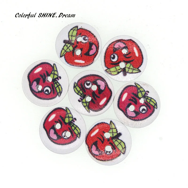 50 шт оптом натуральные деревянные бутоны круглые красные яблоко дизайн