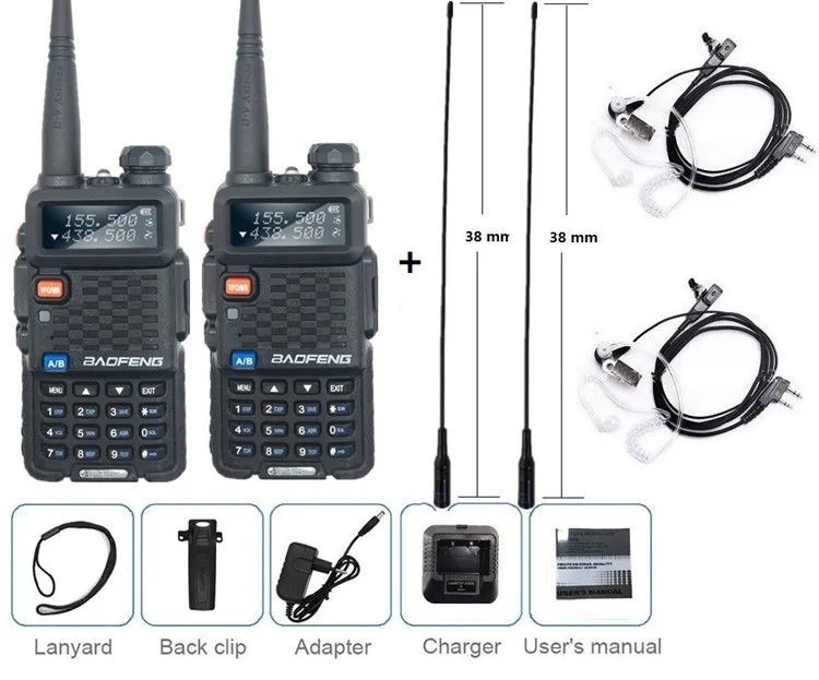 with antenna earpiec 2 шт. BAOFENG BF-F8 рация UHF VHF Двухдиапазонный портативный любительский радиопередатчик 1800 мАч полицейский сканер мобильный трансивер похожие GT-3 - Цвет: with antenna earpiec