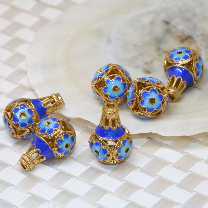 Высокое качество 14х21 мм милые синие Бусины в форме тыквы разделители перегородки