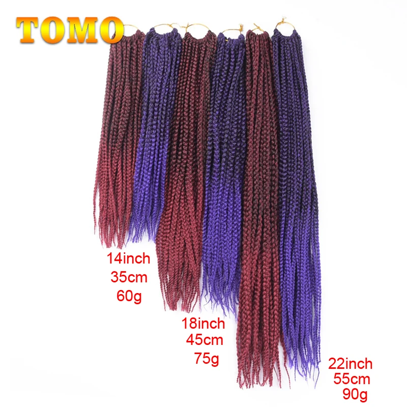 TOMO 1" 18" 2" длинные вязанные крючком косички для волос Омбре коричневые синтетические вязанные косички для наращивания волос 22 корня для женщин и детей