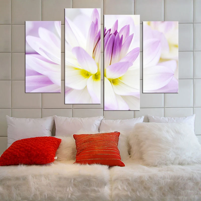 Лидер продаж рамка 4 шт./компл. красивая Настенная картина с фиолетовыми и белыми