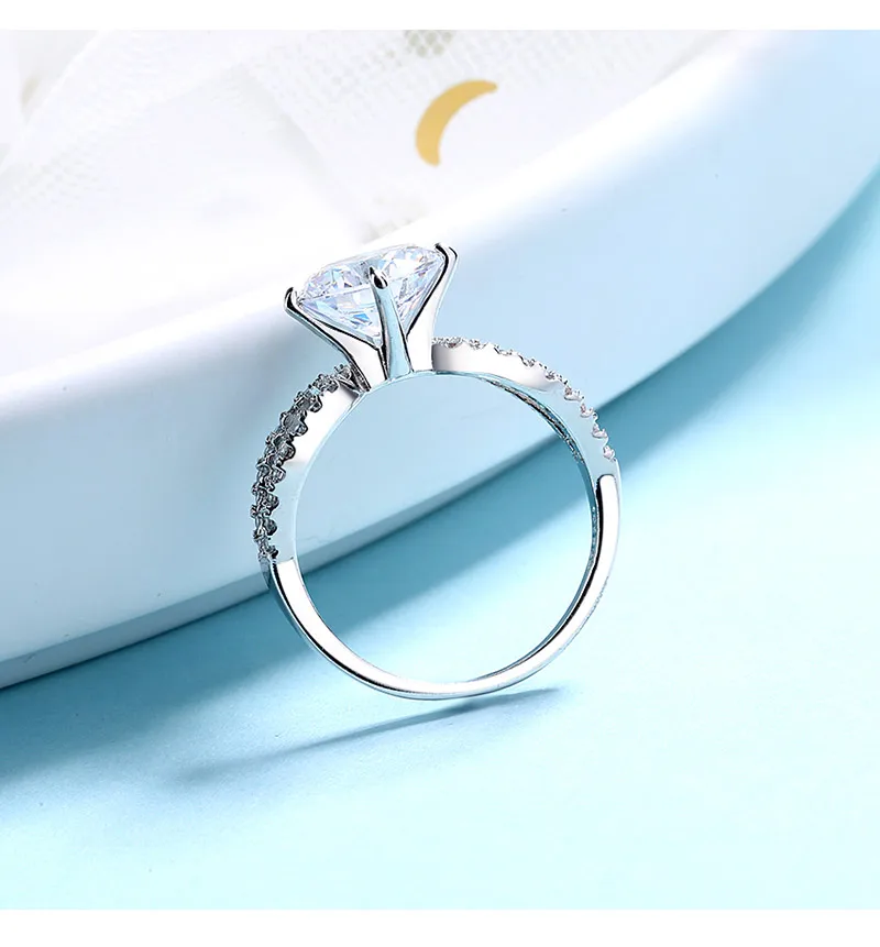USTAR 1.25ct круглая огранка AAA CZ обручальные кольца для женщин x-образные Золотые/серебряные женские кольца для помолвки Новинка ювелирные изделия Прямая поставка