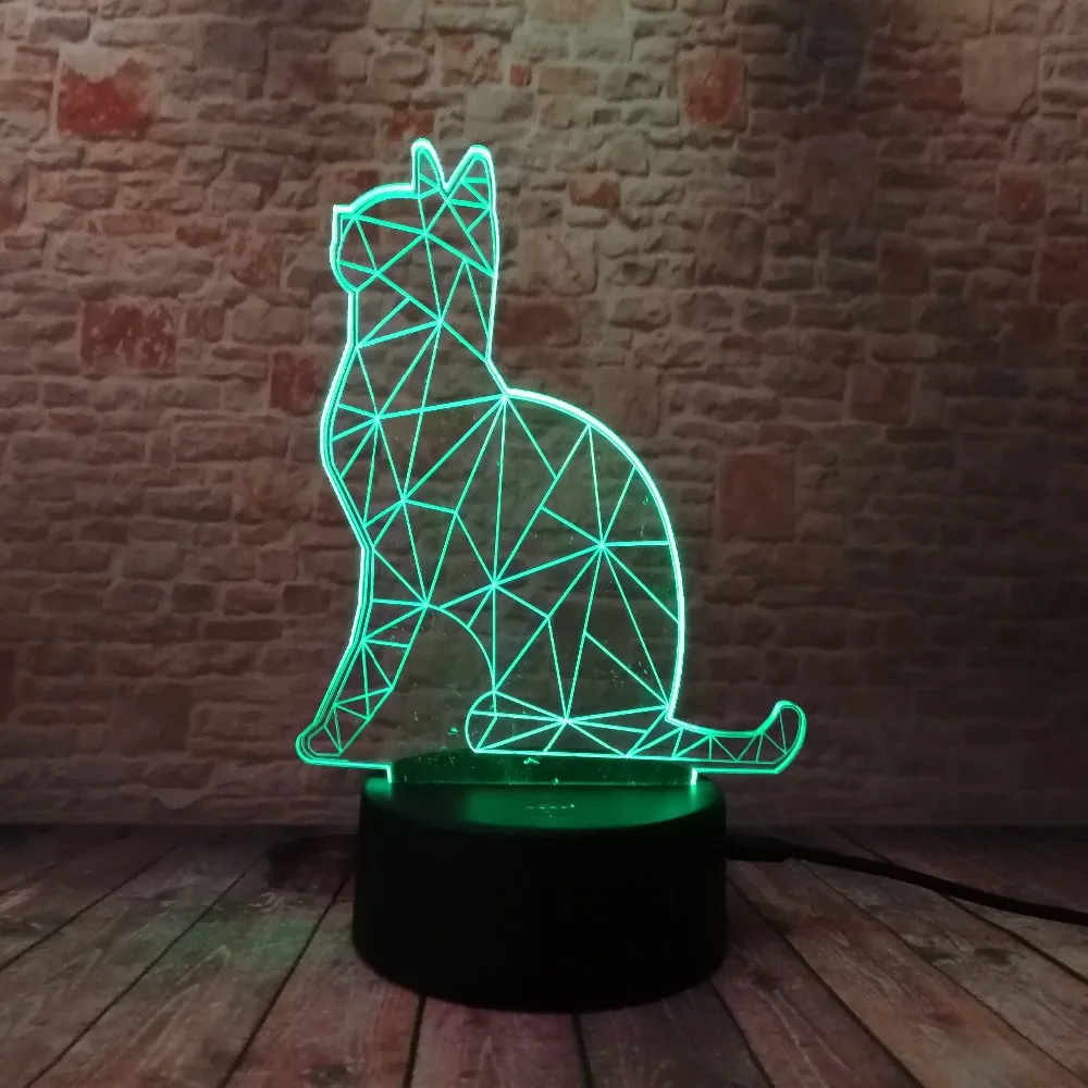Горячая 3D Benumbed Cat 7 цветов меняющийся светодиодный ночной Светильник Иллюзия