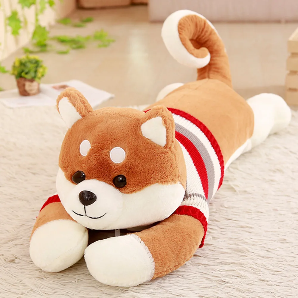 Свитер в полоску Косплей Shiba «Лисья Секретная служба»(Inu собака плюшевые игрушки лежал коричневый собачий Животные куклы дети компаньон успокоить игрушка 45/65 см