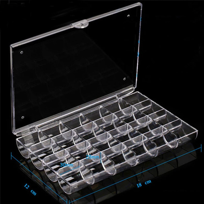 24/28 слотов для ногтей блестящая коробка хранения оборудование дизайна