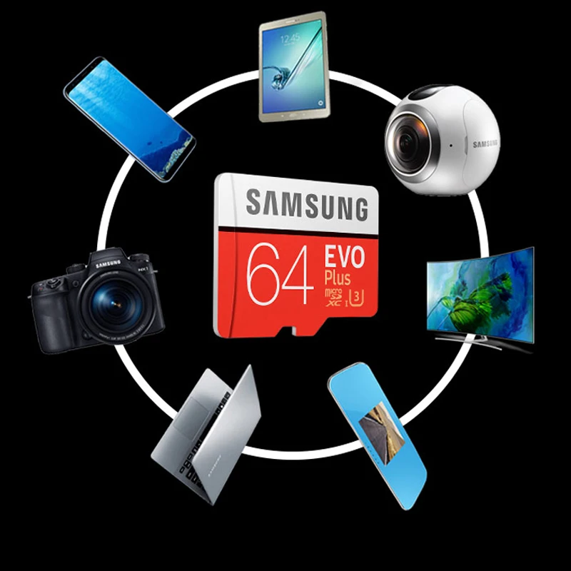 SAMSUNG EVO Plus TF карта microsd 64 Гб 100 МБ/с./с карта памяти 4K UltraHD UHS-I U3 класс 10 SDXC транс флэш для вождения рекордер
