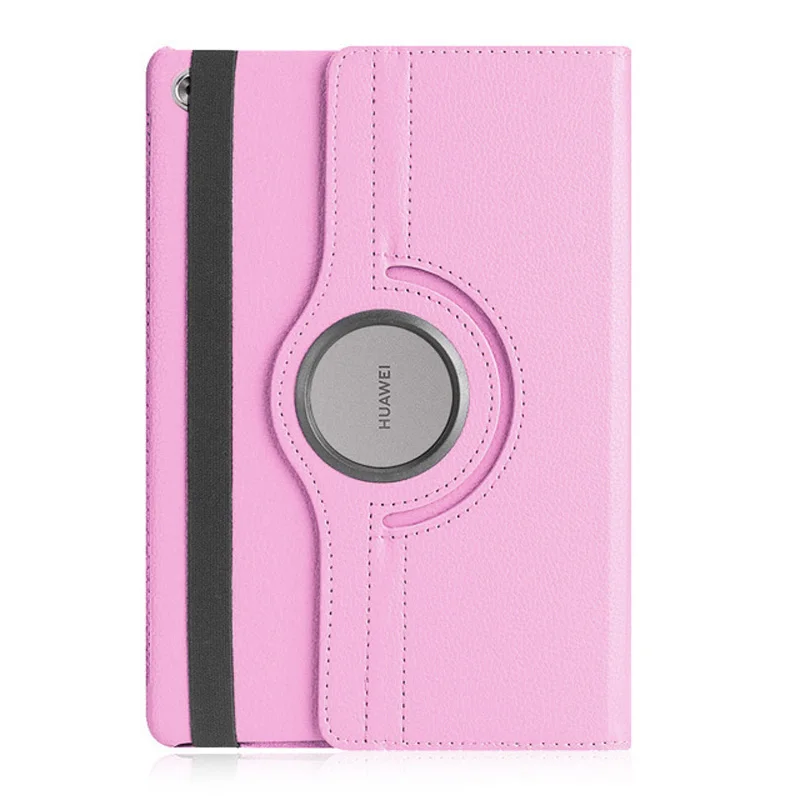 Pink 360 Rotating Case For Huawei MediaPad M5 Lite 10 Case BAH2-W09/W19/L09 10.1'' Tablet Smart Auto Sleep / Wake Stand Leather Cover - Цвет: Pink