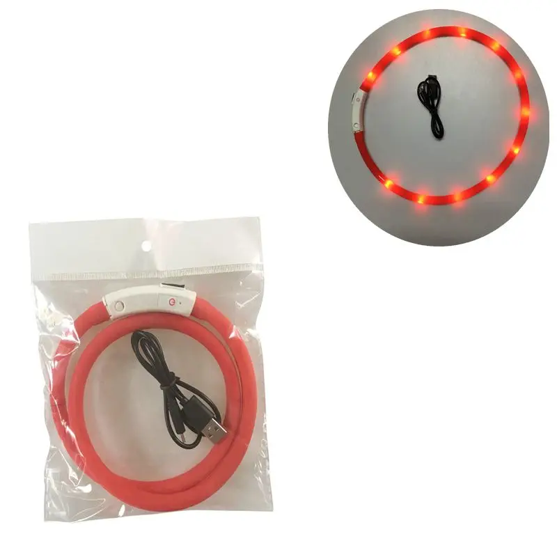 Красный Водонепроницаемый перезаряжаемый USB светодиодный ошейник для собак, светящийся в темноте ошейник для собак, аксессуары для собак, светодиодный ошейник для щенков - Цвет: Красный