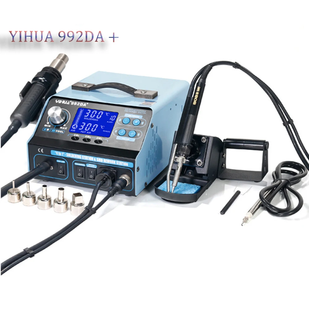 

Паяльная станция YIHUA 992DA + BGA, стандартная паяльная станция с термофеном, паяльник с вакуумной подачей дыма, 110 В/220 В
