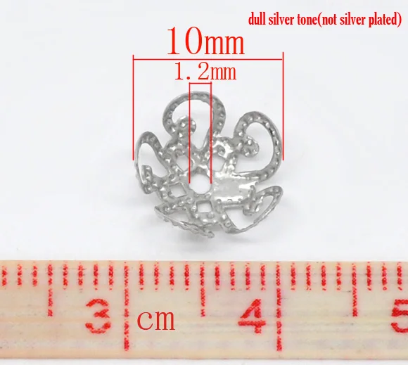 DoreenBeads сплав филигранные бусины Концевики цветок серебряный цвет полые DIY