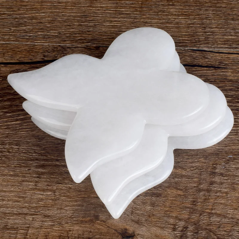 Массажер для лица из белого нефрита 2 шт. натуральный кристалл Бабочка задняя