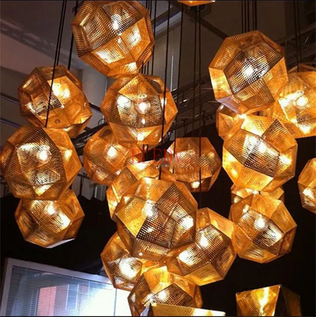 

Modern creative stainless steel engraving chandelier industrial wind wrought iron golden decorative chandelier