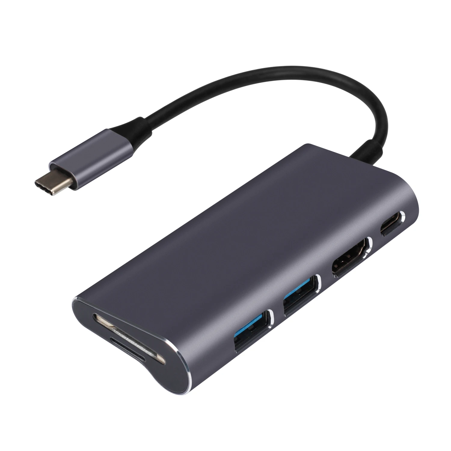Gray Usb type C USB-C концентратор type-C на HDMI 4K USB 3,0 TF SD кардридер Thunderbolt 3 адаптер для MacBook Air Pro samsung S10 S9 P20 - Цвет: Gray