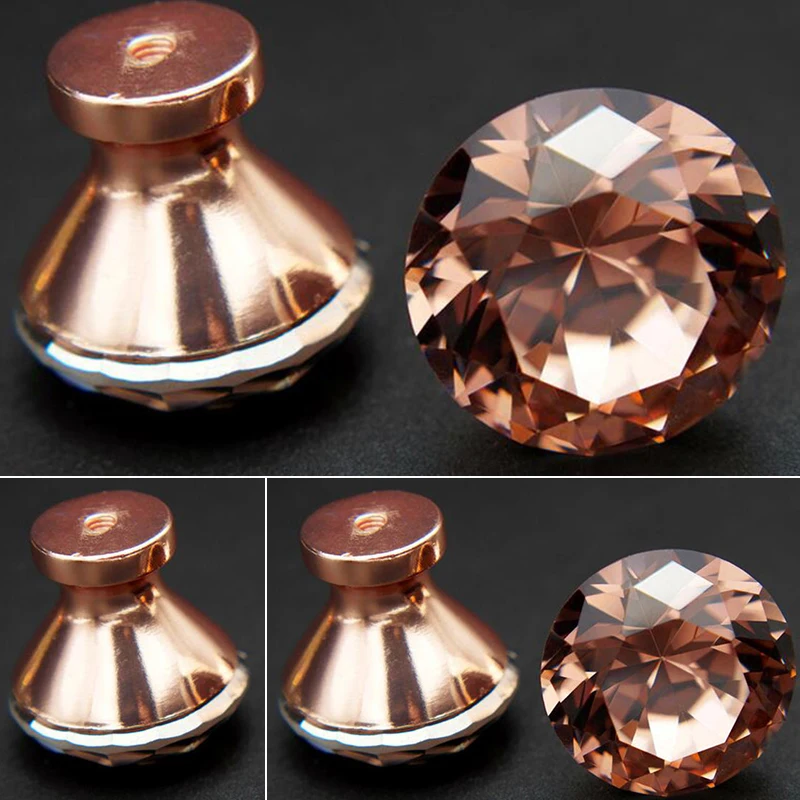 2 PCS / 4 Rose Gold DIY Unique Color Pull Handle Crystal Cabinet Drawer Door Knob 30mm | Обустройство дома