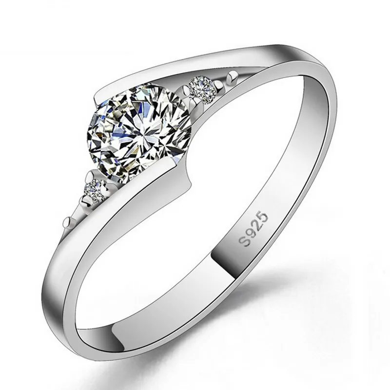 Женское кольцо из серебра 100% пробы с фианитом|engagement wedding ring|925 silver ringwedding rings for women |