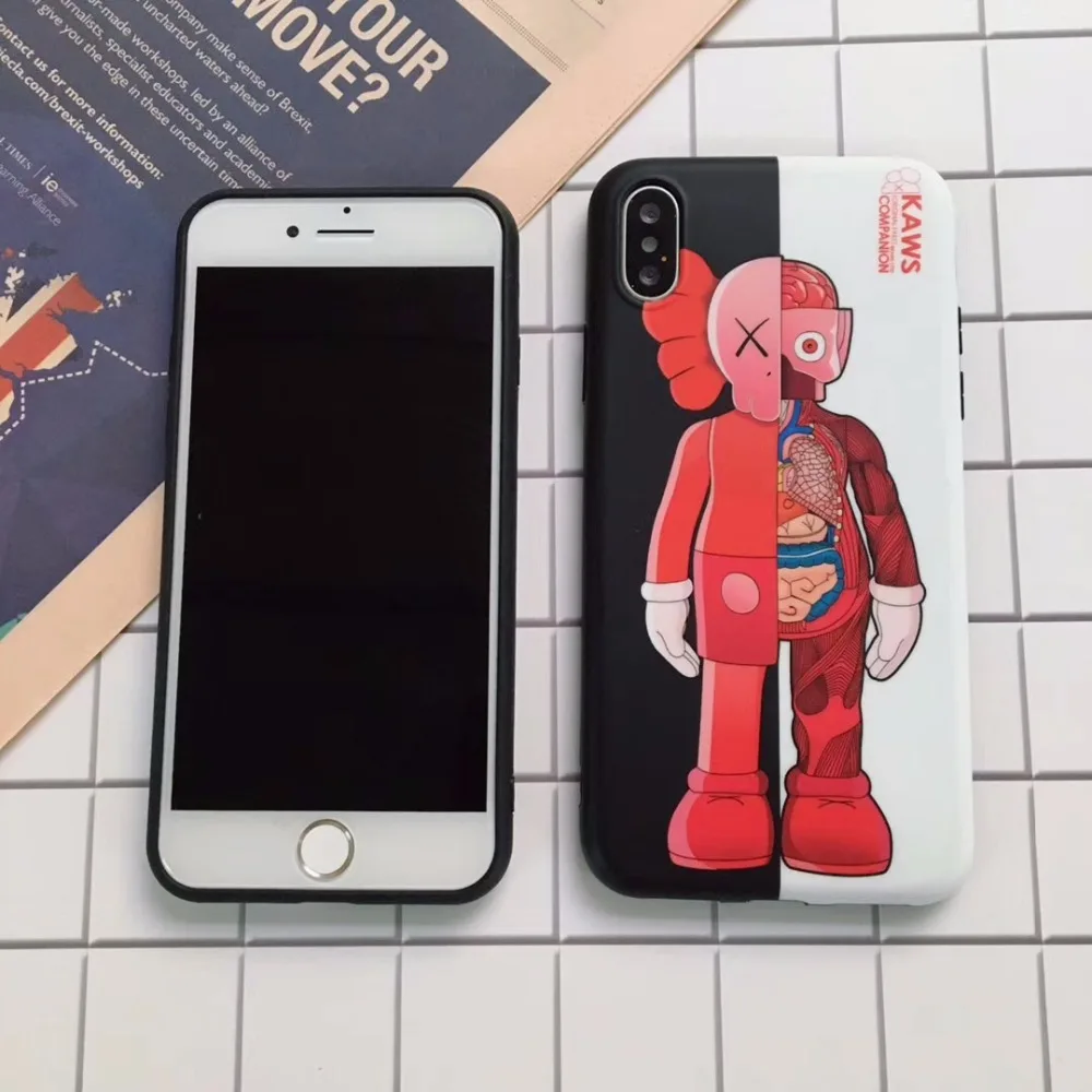 Trend Hip Hop style Kaws Funny Anatomy doll Patterned phone case for iphone X 6 6s plus 7 8 7plus soft imd back cover |