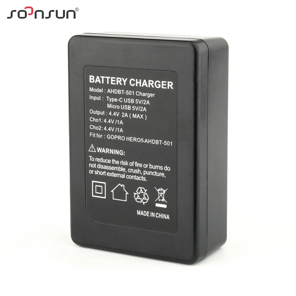 Зарядное устройство SOONSUN с двумя слотами USB зарядная док станция кабелем для GoPro