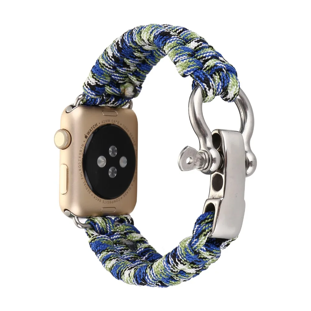Плетеный нейлоновый ремешок для наручных часов Apple watch 38 мм 40 мм 42 44 мм открытый ремень Свисток многофункциональный для наручных часов iwatch 3/2/1 ремешок для часов