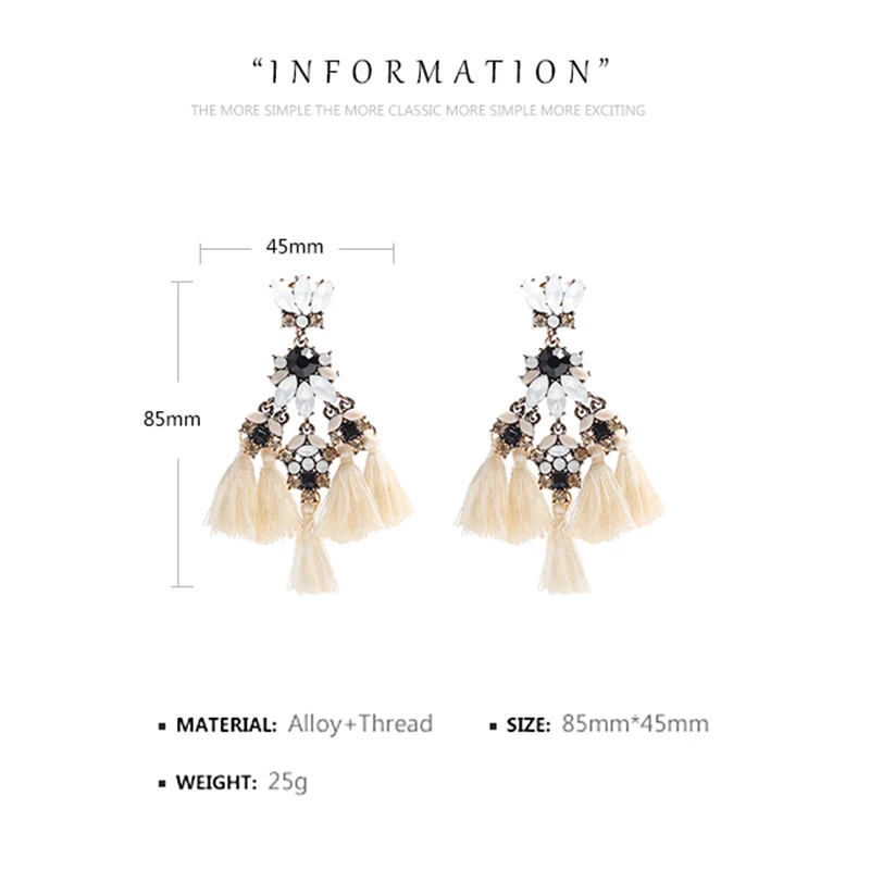AE-CANFLY Vintage Rhinestone Tassel Earrings Women Long Dangle Drop Brincos For Party Gift | Украшения и аксессуары