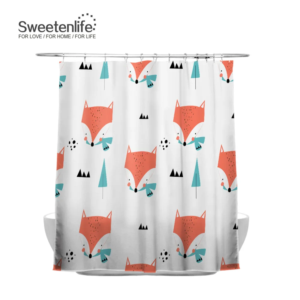 Sweetenlife 150x180 см Милая Лисичка занавеска для душа для ванной комнаты Полиэфирная Ткань Водонепроницаемая занавеска Европейский стиль занавеска для ванной
