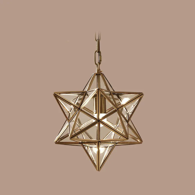 Copper Star Glass Led Pendant Light Aisle Balcony Dining Room Hanging Fixtures Loft Hanglamp Vintage Free Shipping | Освещение