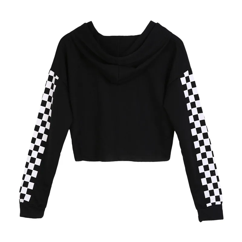 Женские осенние новые толстовки с капюшоном модные повседневные клетчатые