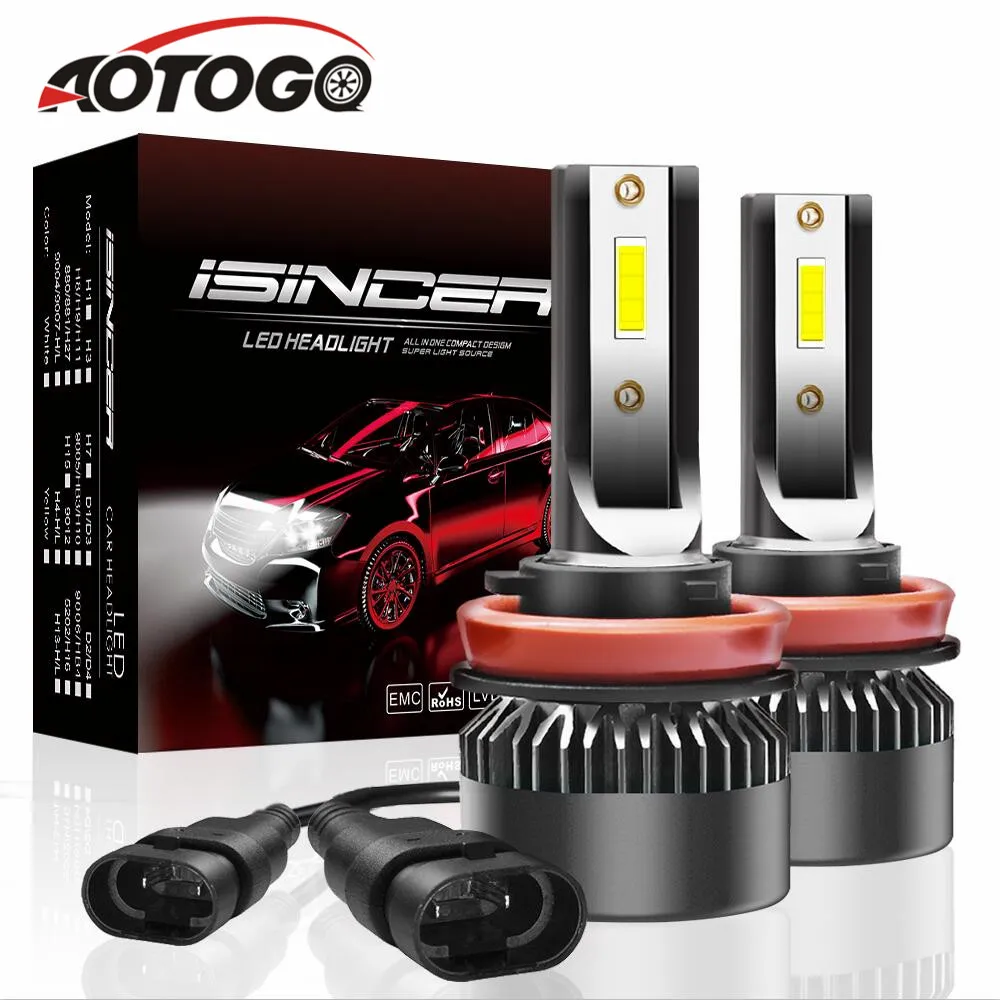 Aotogo 2 шт. светодиодный H1 H4 20000LM H7 H11 9003 Hi/короче спереди и длиннее сзади) луч