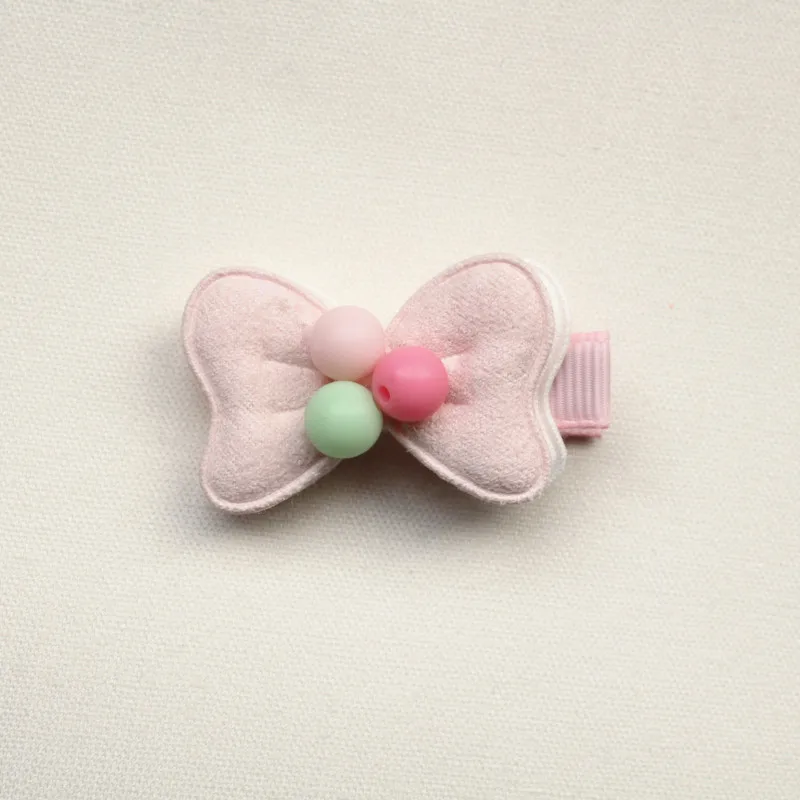 Light pink Двухслойные мини-шаровые милые банты для волос, хлопковая заколка для волос ручной работы, мягкие детские милые заколки, аксессуары для детей, волосы, 2 шт./партия - Цвет: Light pink