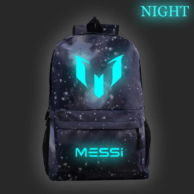 Luminous Galaxy FootBall Star Messi Boy School bag Women Bagpack Teenagers Schoolbags Men Children Student Backpacks - Цвет: 02