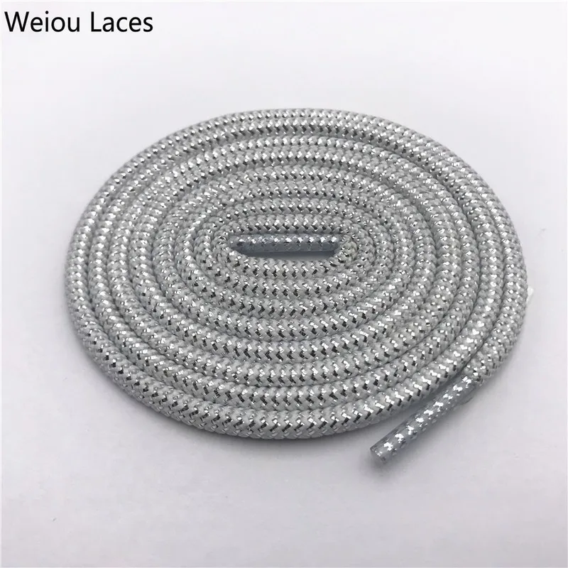 634 Silver-White Weiou блестящие волнистые золотистые, серебристые, металлические шнурки, круглые шнурки для обуви, черные, белые, Ropelace, блестящие женские шнурки для тренировок - Цвет: 634 Silver-White