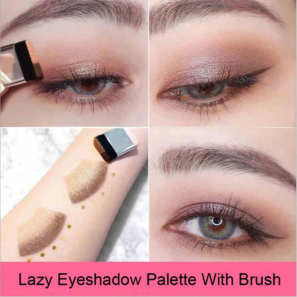 Lazy Eye shadow Palette корейский стиль Косметика матовое мерцание два цвета Тени для век штамп Палитра с кистью ню макияж набор