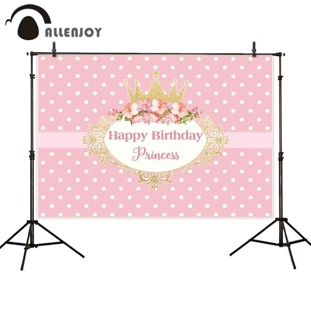 Allenjoy фоны для фотосъемки Корона принцесса розовый день рождения цветочный
