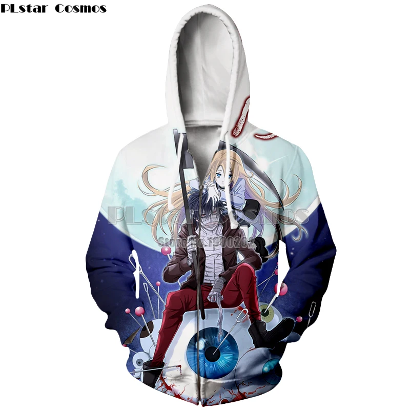 

PLstar Cosmos brand Angels of Death Anime New Style Cartoon Print Hoodies man women zipper Hoodie Plus size XS-7XL