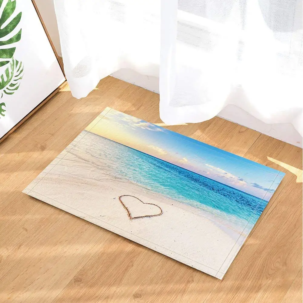 Пляжные коврики для ванной комнаты с тропическими островами нарисованные