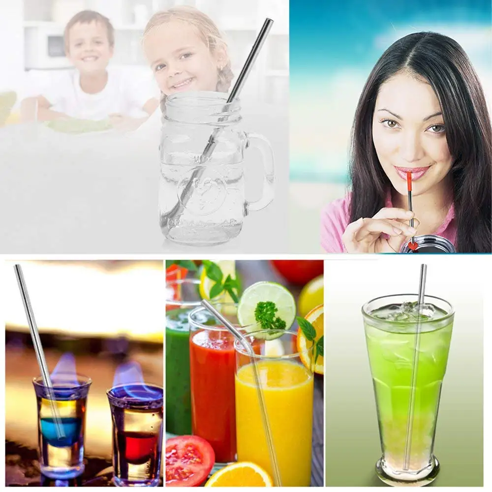 Stainless Steel Metal Straws - for 30oz 20oz Tumbler Set of 8 with Silicone Silencers Straw Tips+2 Brushes | Дом и сад