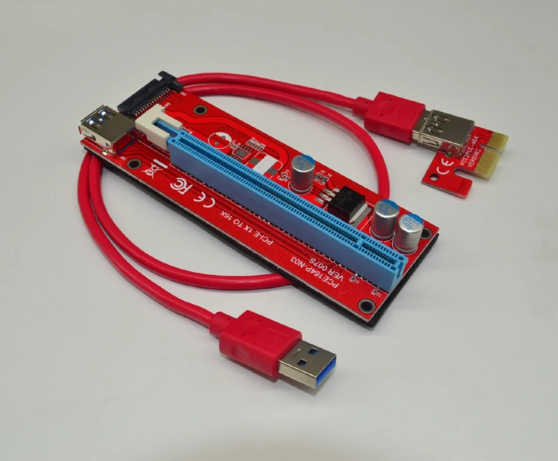 VER007S 0 6 M PCI E 1X до 16X Райзер карта расширения Express адаптер USB 3 кабель 15Pin SATA источник