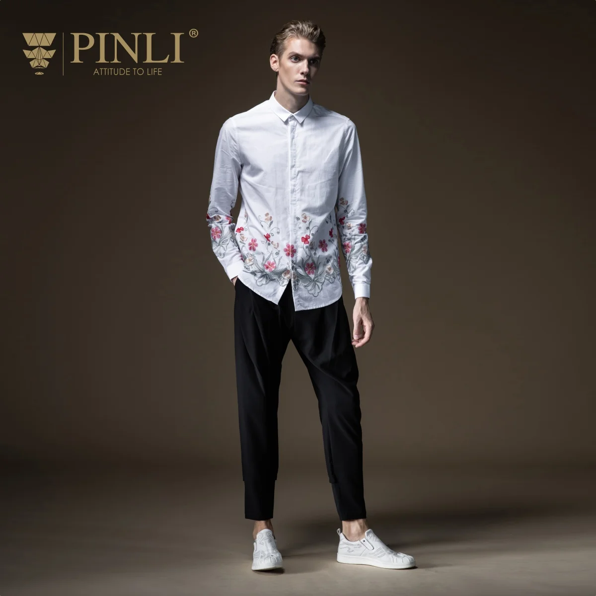 Camisa Social Pinli продукт сделанный осенью 2019 новая мужская рубашка с длинными рукавами