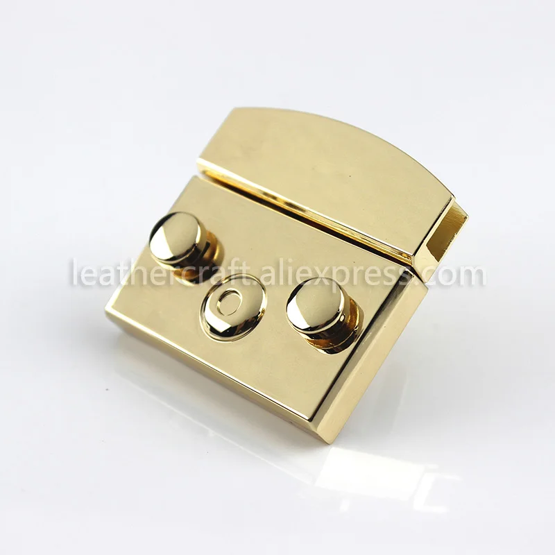Light gold Прямоугольная металлическая сумка с нажимным замком, портфель с пружинным замком, декоративными застежками, кожаное ремесло, аксессуары для рукоделия - Цвет: Light gold