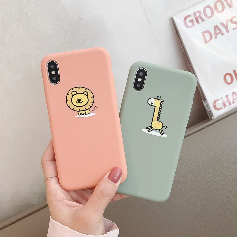PEEPING милый мультяшный чехол с животными жирафом львом для iPhone 7 7plus 6 6S 6plus 8 8plus X XR XS