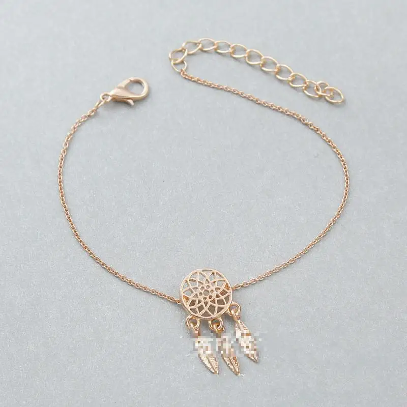 Новый модный золотистый и серебристый браслет Ловец снов для женщин изящный