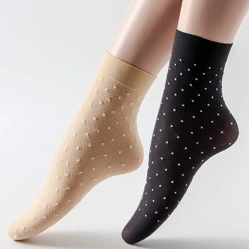 Multicolor 5 пар/упак. нейлоновые короткие шелковые носки, точечные Цветочные носки, женские носки, устойчивые к проникновению газа, широкий рот, пара носков - Цвет: Multicolor