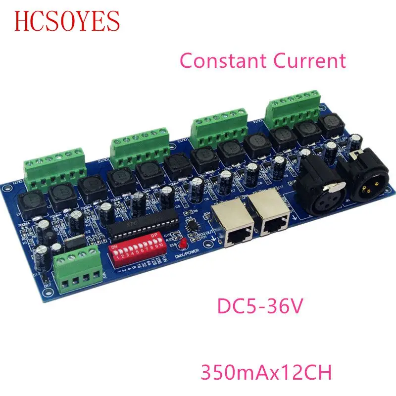 (1 pcs/lots) DC5-36V 12 channel 350ma constant current dmx 512 decoder with RJ45 XRL 3P RGB controller | Освещение