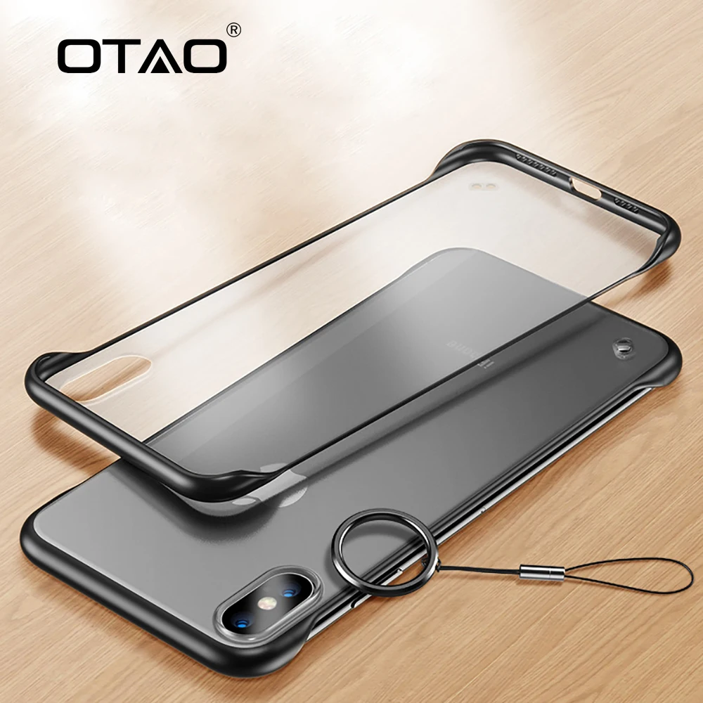 OTAO ультра тонкий прозрачный безрамный чехол для iPhone 8 7 Plus 6 6s Кольцо Жесткий ПК X XS